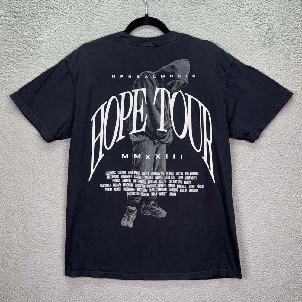 NF Tshirt Mens L Black Hope Tour MMXXIII 2023 Rap Band Tee Hip Hop Rap Street